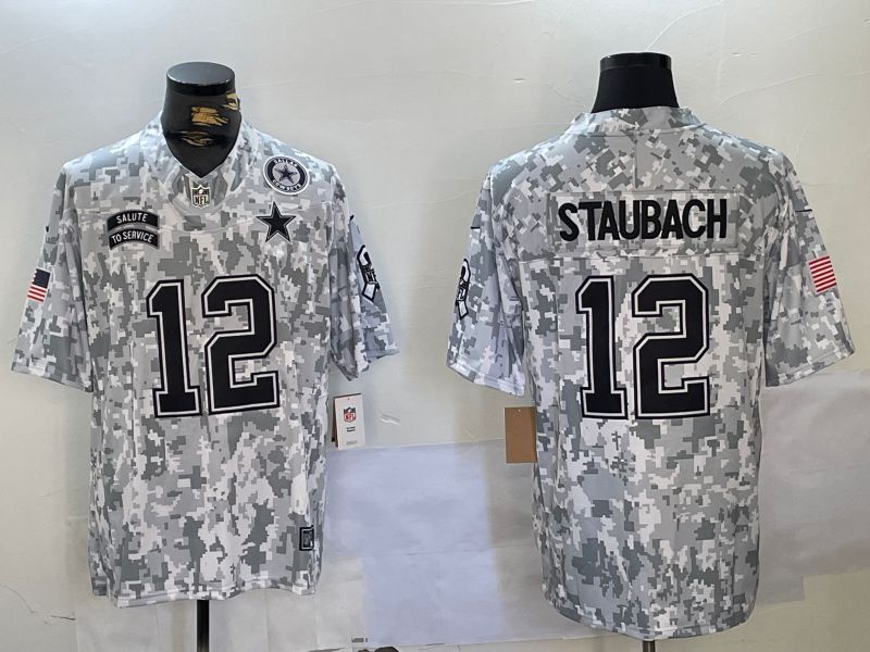 Men Dallas Cowboys #12 Staubach Nike Arctic Camo 2024 Salute to Service Limited NFL Jersey style 2->dallas cowboys->NFL Jersey